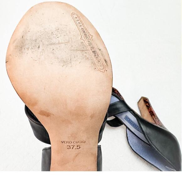 Ashley Dearborn Jane Black Platform Sandal Patterned Heel Size 37.5 NWOB - Picture 5 of 7